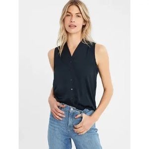 ✨ Banana Republic Factory Matte Jersey Mixed Media Button-Front Tank